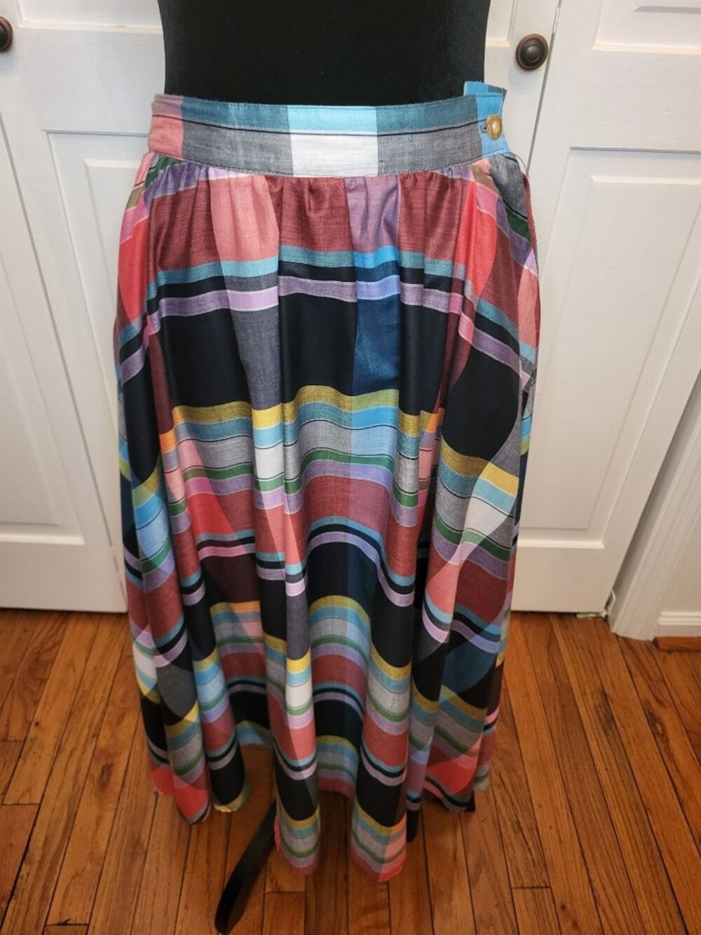 Vintage 70s 80s Mandy Navy Red Plaid Full Skirt 11/12 Preppy Classic Cottage USA
